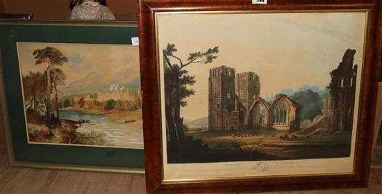 19th Century watercolour & a print(-)